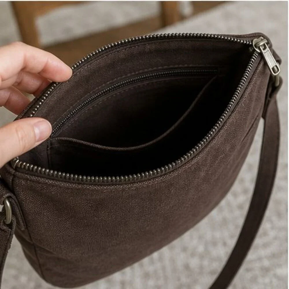 Espresso Canvas Crossbody Bag